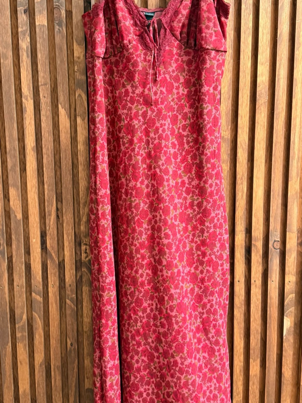 Wild Fable Red & Pink Floral Lace-Trim Slip Dress